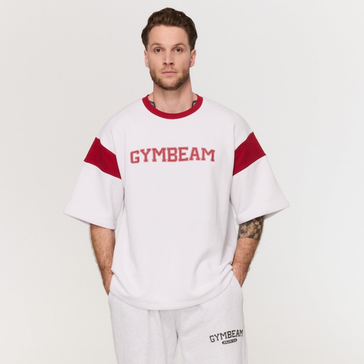 Tričko Premium Heavyweight Varsity White - GymBeam