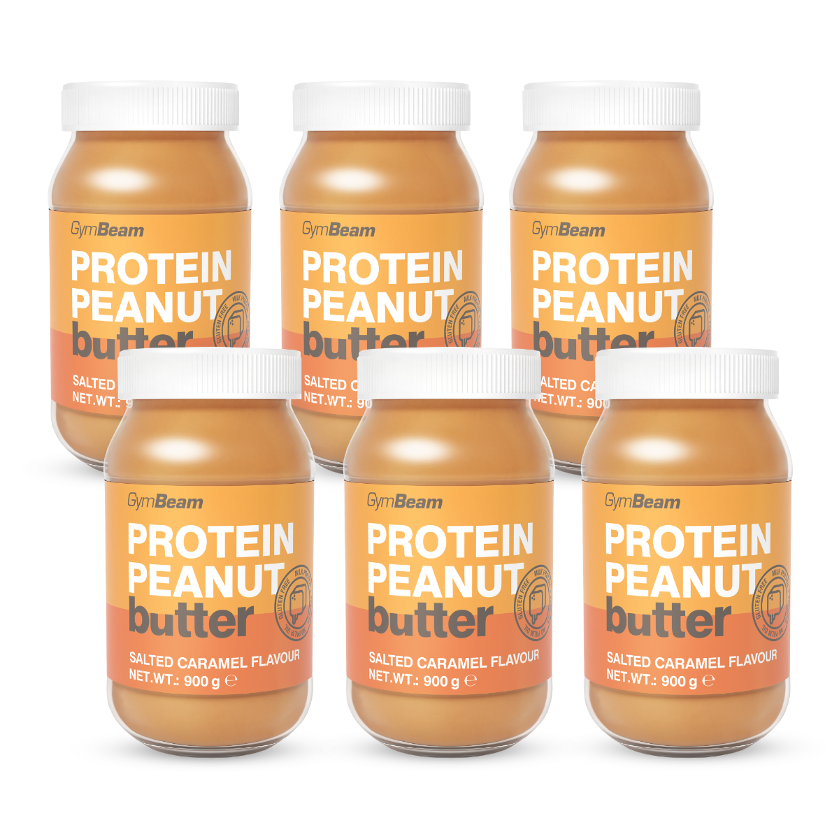 GymBeam Proteínové arašidové maslo 6 x 900 g slaný karamel