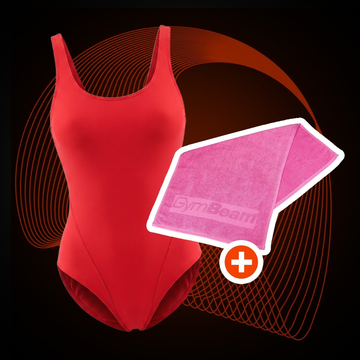 Športové jednodielne plavky Red - GymBeam + darček