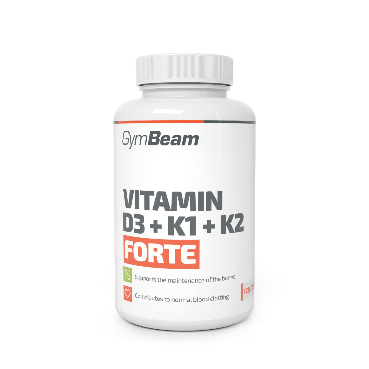 Vitamín D3+K1+K2 Forte - GymBeam shadow 120 kaps.