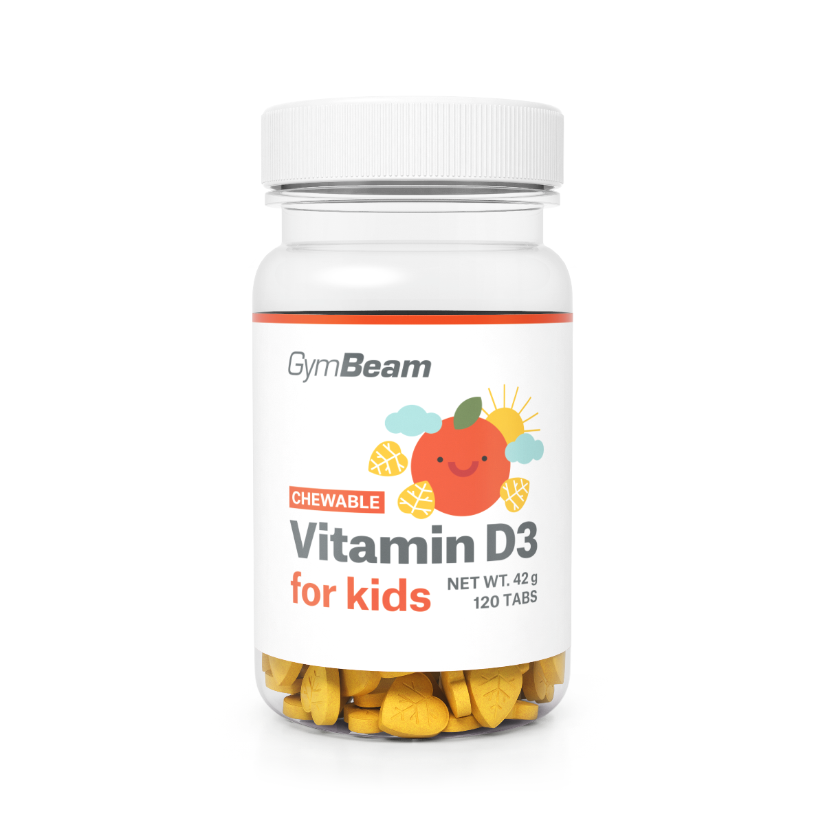 Vitamín D3, tablety na cmúľanie pre deti - GymBeam pomaranč 120 tab.