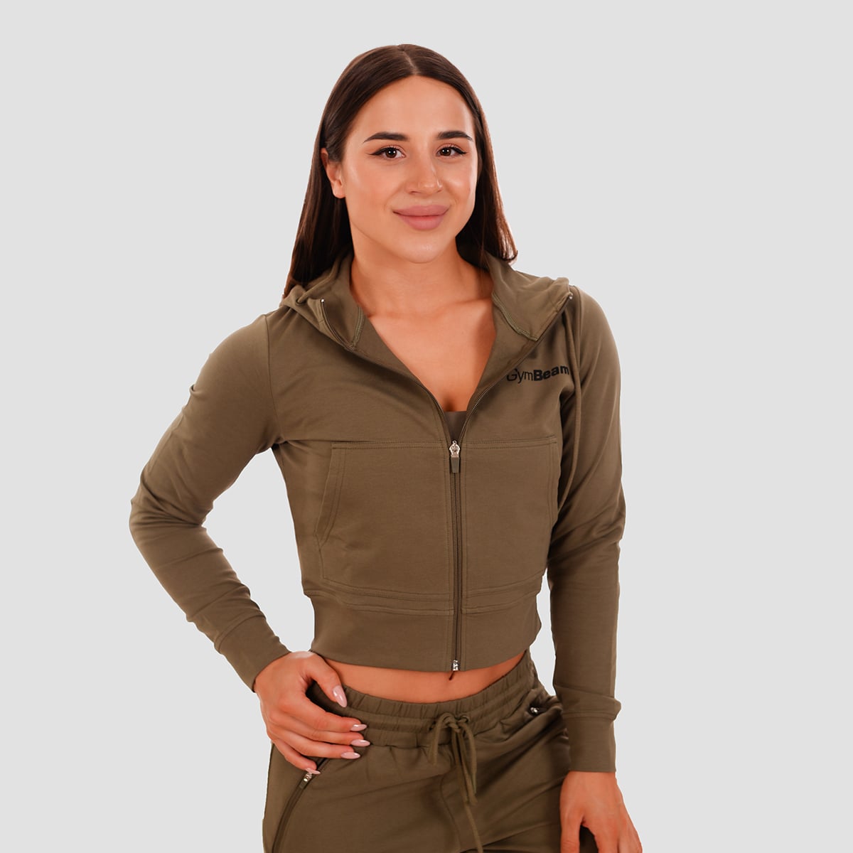 Dámska mikina Zip-up TRN olive - GymBeam