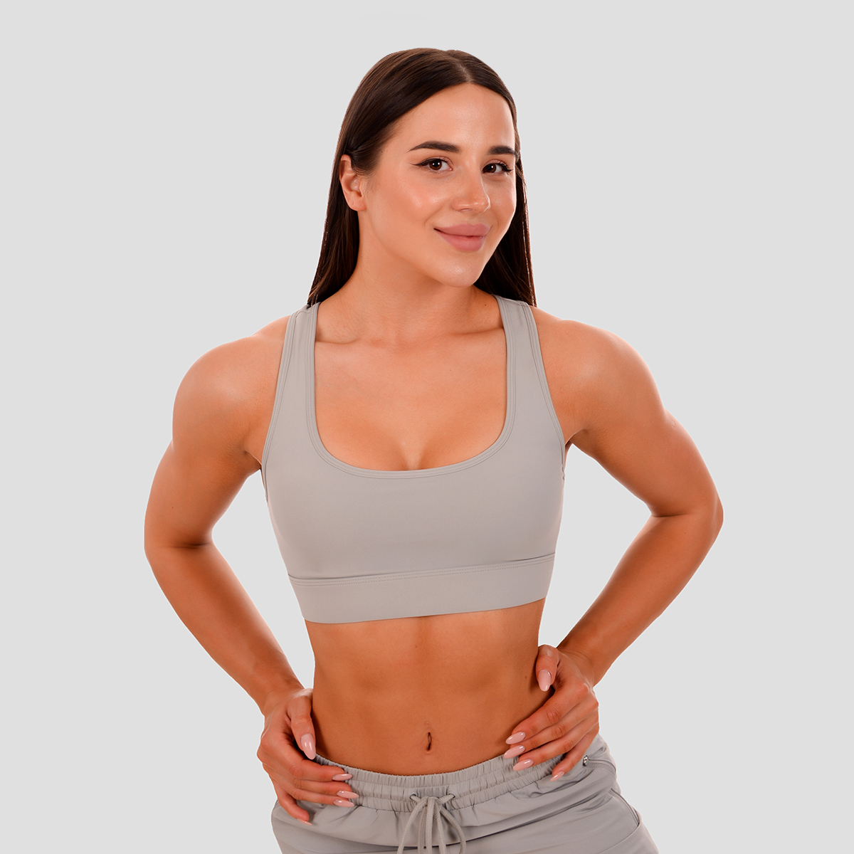 Športová podprsenka Mesh Panel grey - GymBeam