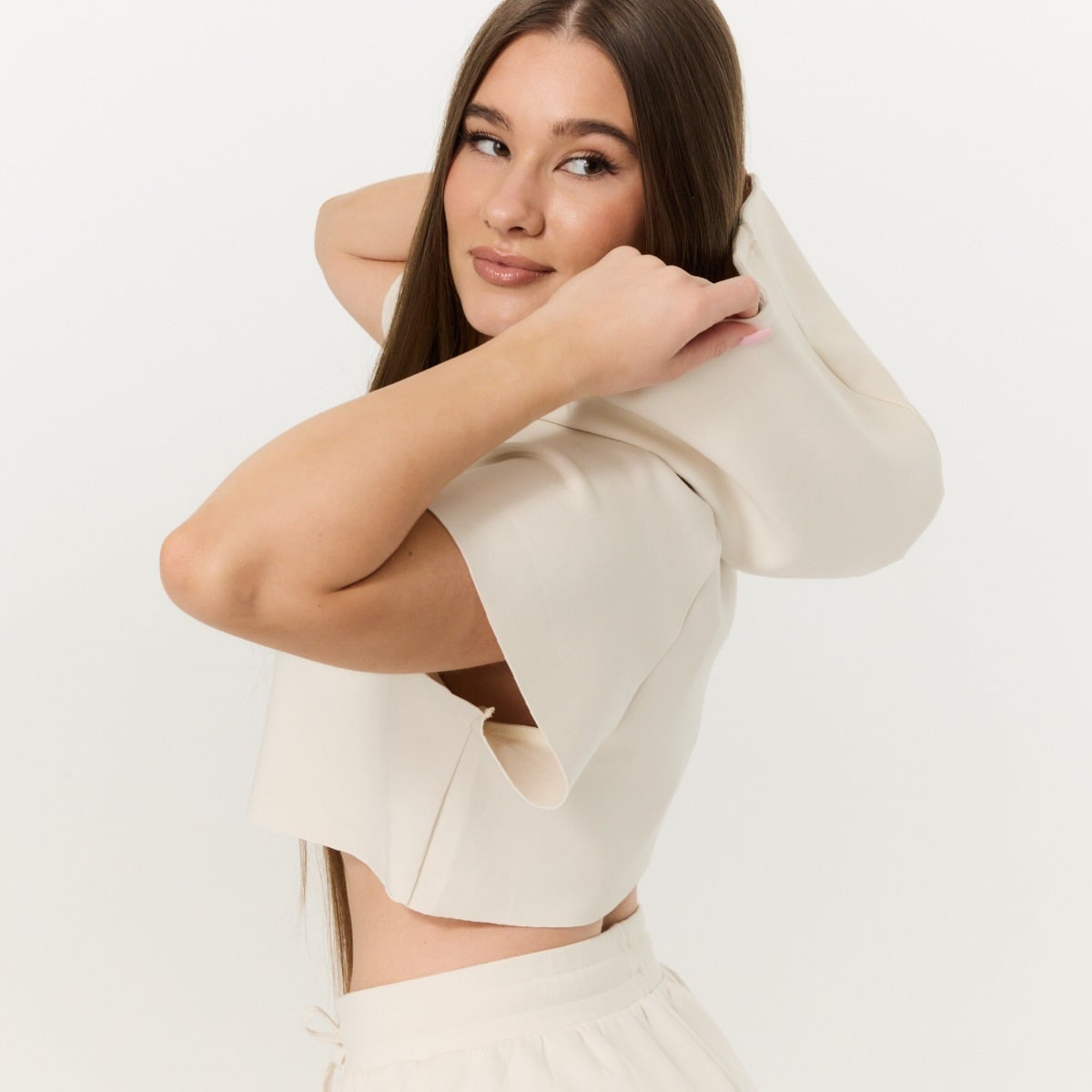 Dámska mikina Cropped Relay Pearl - GymBeam