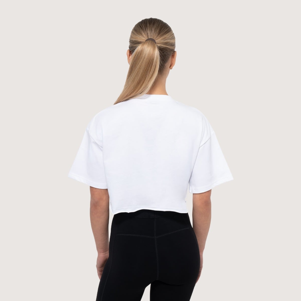 Dámske cropped tričko Earned White - GymBeam
