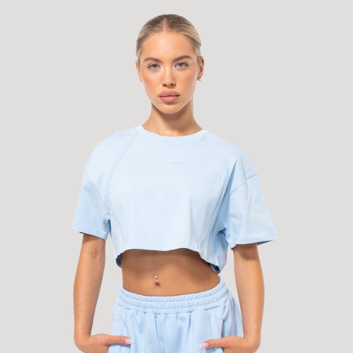 Dámske cropped tričko Mochi Blue - GymBeam