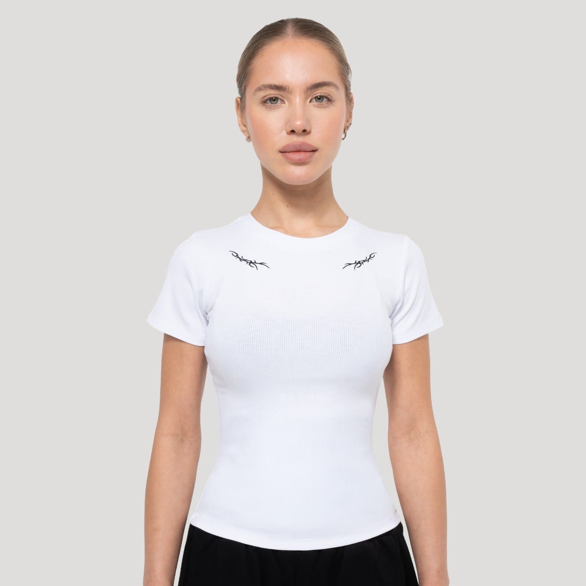 Dámske tričko Tribal Ribbed White - GymBeam