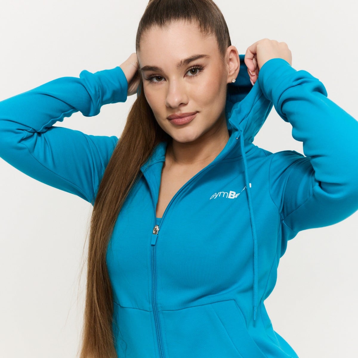Dámska mikina so zipsom Limitless Aquamarine - GymBeam