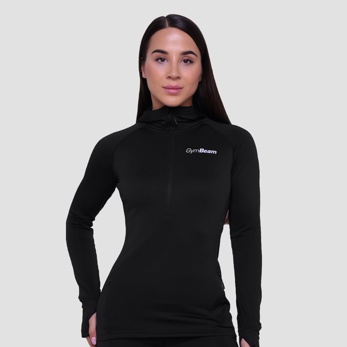 Dámska bežecká mikina 1/2 Zip Pulse Black - GymBeam