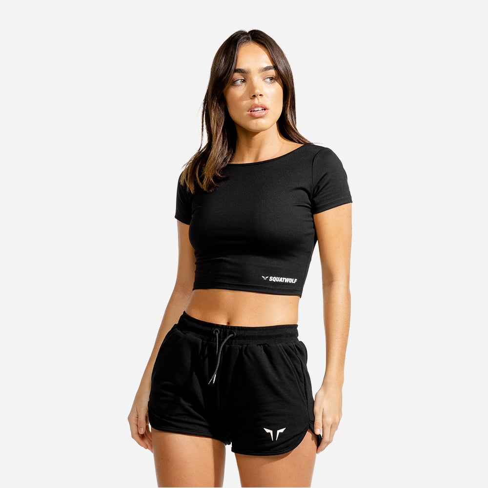 Dámske tričko CropTop Black - SQUATWOLF