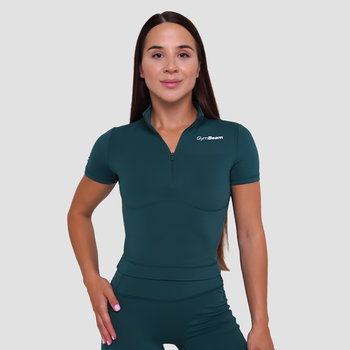 Dámske tričko Cropped Ignite Dark Green - GymBeam