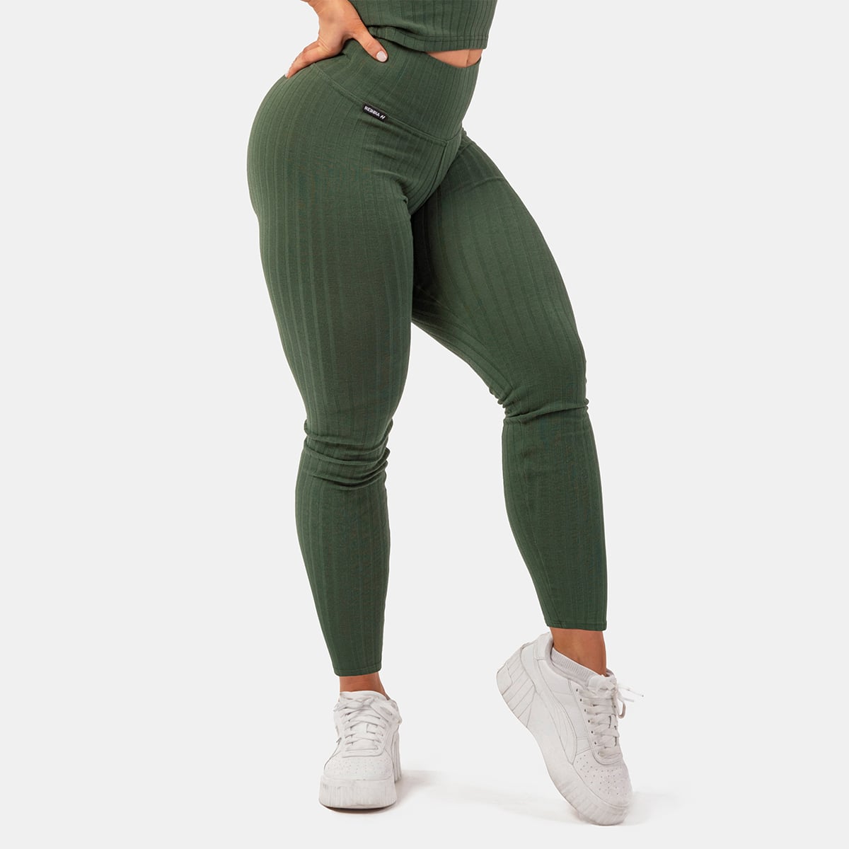 Dámske legíny Sporty Smart Pocket High-Waist Dark Green - NEBBIA