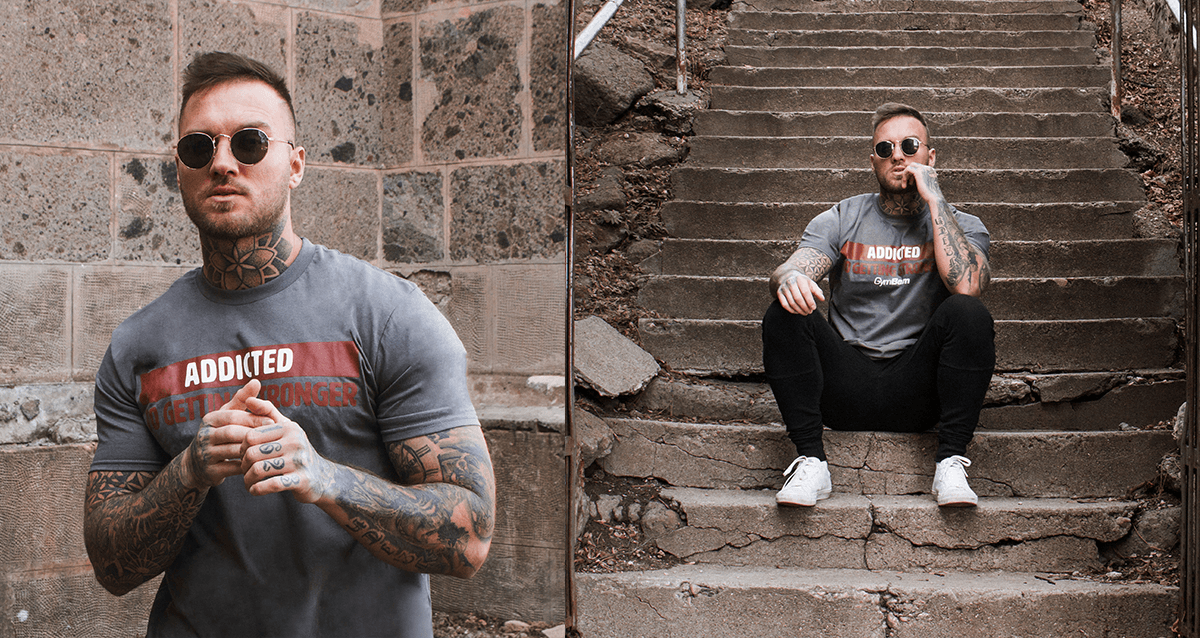 Addicted Charcoal póló - GymBeam