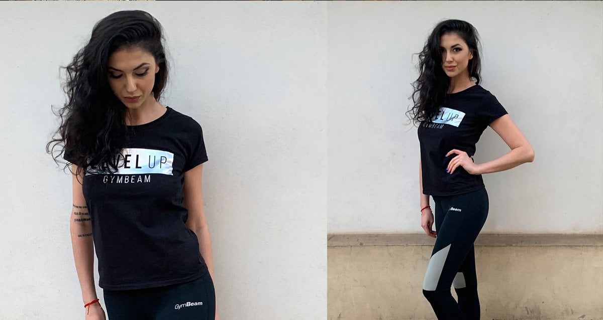 T-Shirt für Damen Level Up Black - GymBeam