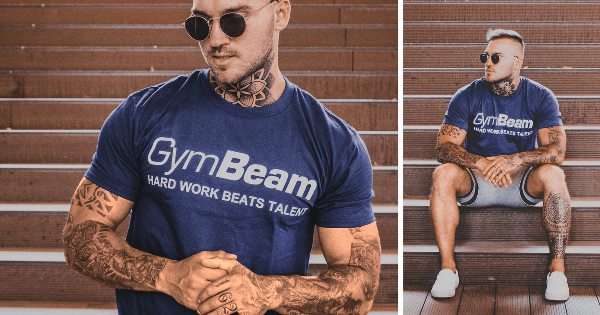 Tričko Hard Work Navy White - GymBeam