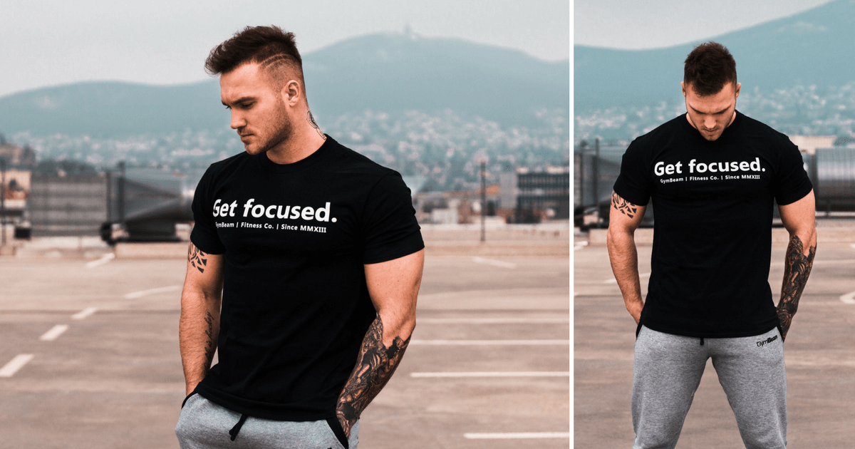 Tričko Get Focused Black White - GymBeam