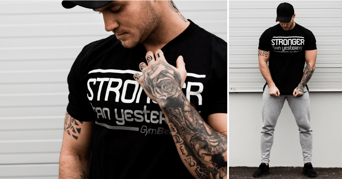 Tričko Stronger Black White - GymBeam