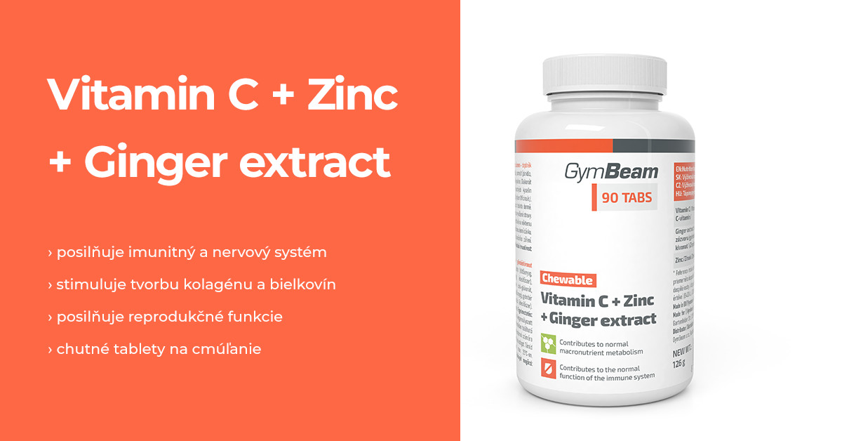 Vitamín C + Zinok + extrakt zo zázvoru tablety na cmúľanie - GymBeam