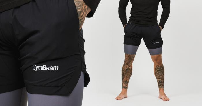 Pánske Šortky 2in1 Black Grey - GymBeam